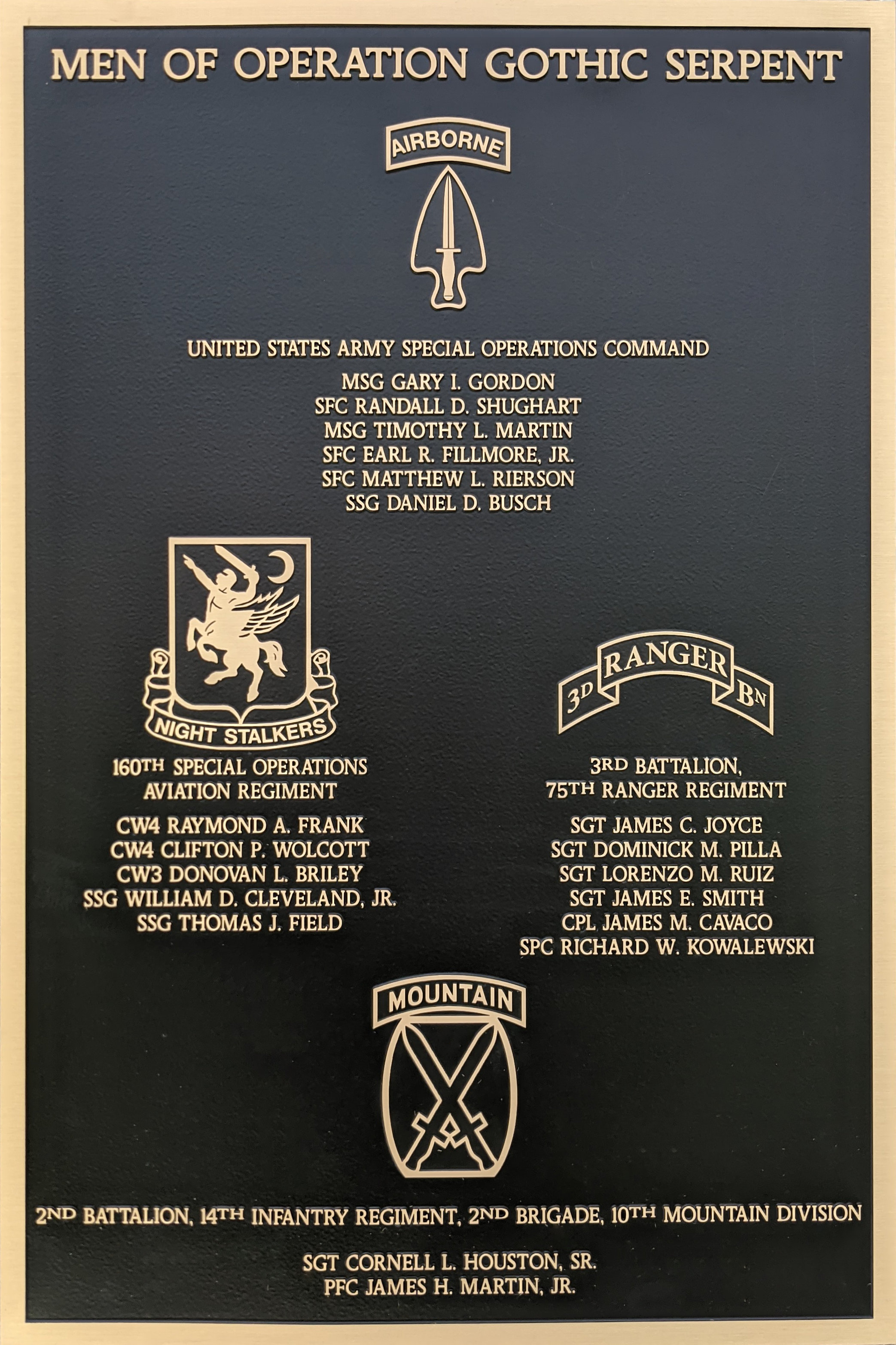 Operation Gothic Serpent plaque